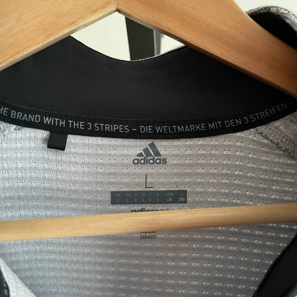 Men's Adidas AdiPure Grey Waffle Fleece Quarter-zip Sweater, Size L - Picture 5 of 6